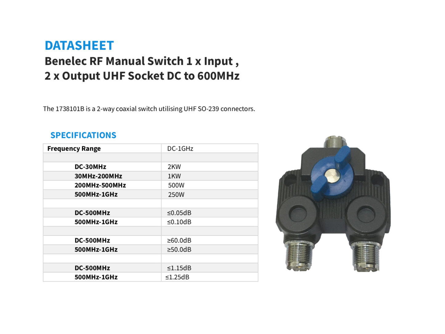 Benelec Two-way Switch 1738101B - G&C Communications